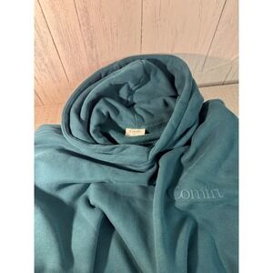 Comfrt Hoodie Teal Blue Green Embossed Logo Fleece Sweatshirt XL Oversized